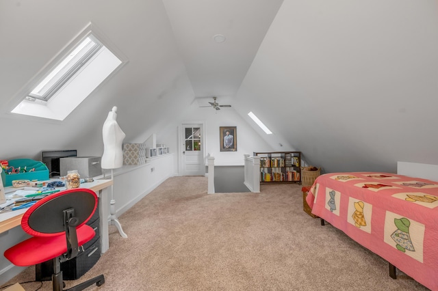 406 Dudley Rd, Lexington, KY 40502 - carpeted bedroom with a skylight, an office area, lofted ceiling, and multiple windows