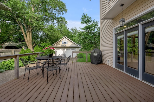 406 Dudley Rd, Lexington, KY 40502 - wooden deck with an outbuilding, a grill, and outdoor dining area