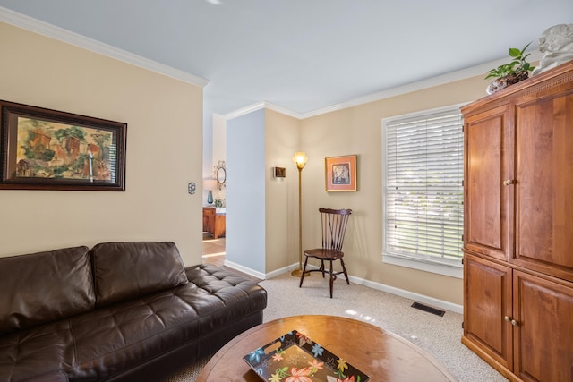 850 Charwood Dr, Lexington, KY 40515 - living area with baseboards, light carpet, and ornamental molding