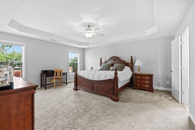 103 Snap Hook Ct, Georgetown, KY 40324 - bedroom featuring a tray ceiling, carpet floors, a ceiling fan, and baseboards