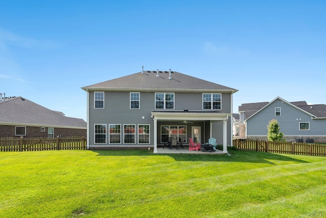 103 Snap Hook Ct, Georgetown, KY 40324 - rear view of house featuring an outdoor fire pit, a patio, and ceiling fan