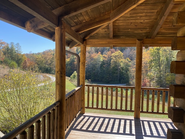 431 Harold Luke Rd, Campton, KY 41301 - wooden terrace featuring a forest view