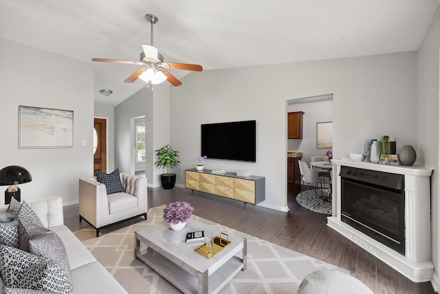 966 Jairus Dr, Lexington, KY 40515 - living area featuring lofted ceiling, wood finished floors, a ceiling fan, and baseboards