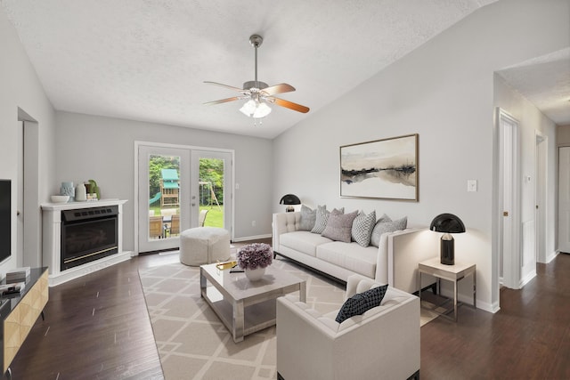 966 Jairus Dr, Lexington, KY 40515 - living area with vaulted ceiling, wood finished floors, ceiling fan, a textured ceiling, and baseboards