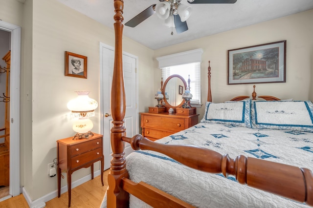 208 Westmoreland Ct, Georgetown, KY 40324 - bedroom featuring light wood-type flooring, baseboards, and a ceiling fan