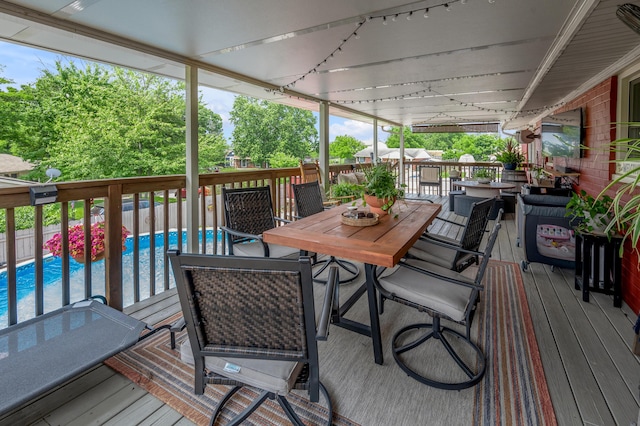 208 Westmoreland Ct, Georgetown, KY 40324 - wooden terrace featuring outdoor dining space and a fenced backyard