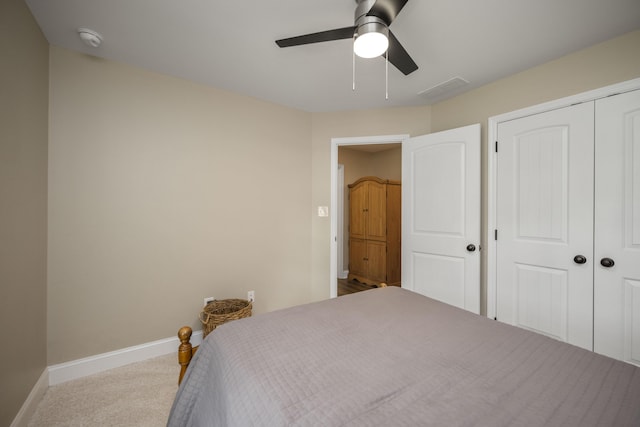 504 Martin Dr, Richmond, KY 40475 - carpeted bedroom with baseboards, a closet, and ceiling fan