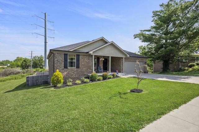 504 Martin Dr, Richmond, KY 40475 - view of front of house featuring brick siding, concrete driveway, an attached garage, and a porch