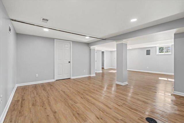 113 Buckwood Dr, Richmond, KY 40475 - below grade area with recessed lighting, light wood-style flooring, and baseboards