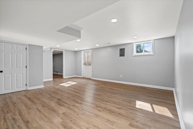 113 Buckwood Dr, Richmond, KY 40475 - basement featuring baseboards, light wood-style flooring, and recessed lighting