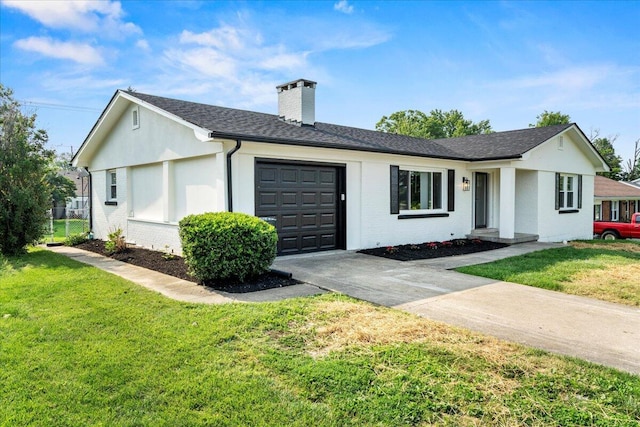 113 Buckwood Dr, Richmond, KY 40475 - single story home with a garage, a chimney, brick siding, concrete driveway, and a front lawn