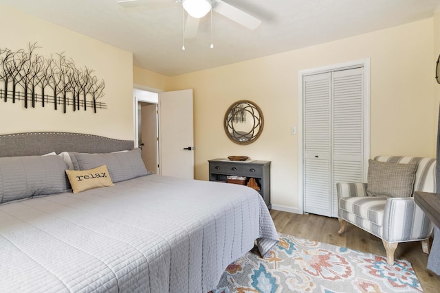 21 Vicki St, Nancy, KY 42544 - bedroom featuring wood finished floors, a closet, a ceiling fan, and baseboards