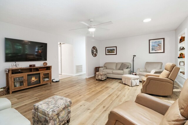 21 Vicki St, Nancy, KY 42544 - living area featuring a ceiling fan, wood finished floors, baseboards, and recessed lighting