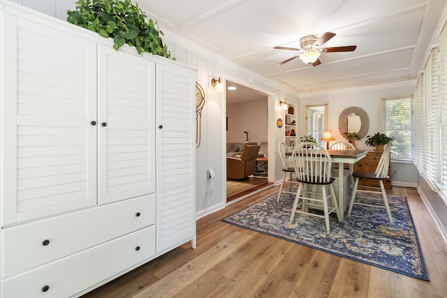 21 Vicki St, Nancy, KY 42544 - dining area featuring ceiling fan, wood finished floors, and baseboards