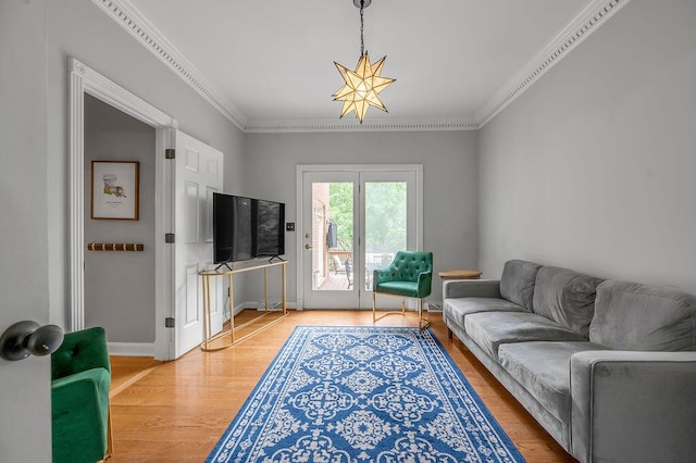 2245 Abbeywood Rd, Lexington, KY 40515 - living room featuring light wood finished floors, crown molding, and baseboards