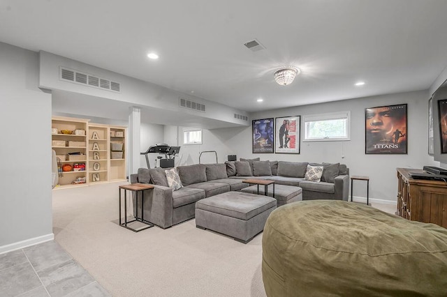 2245 Abbeywood Rd, Lexington, KY 40515 - living room featuring baseboards, recessed lighting, and carpet flooring