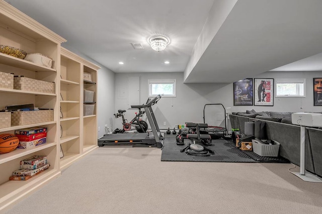 2245 Abbeywood Rd, Lexington, KY 40515 - exercise area featuring carpet and recessed lighting