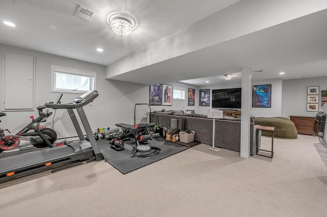 2245 Abbeywood Rd, Lexington, KY 40515 - workout room with recessed lighting and carpet