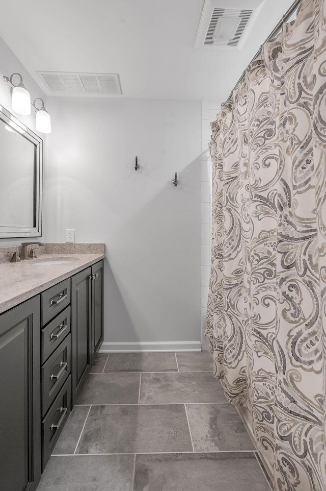 2245 Abbeywood Rd, Lexington, KY 40515 - bathroom with vanity, baseboards, and a shower with curtain