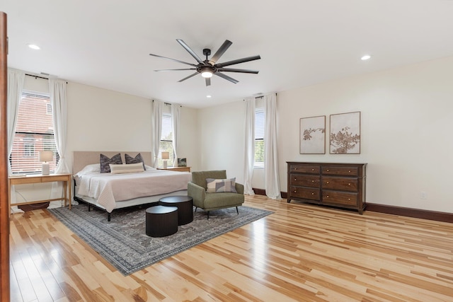 105 E 4th St, Augusta, KY 41002 - bedroom featuring wood finished floors, baseboards, recessed lighting, and a ceiling fan