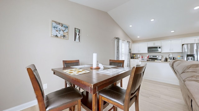 345 Memory Ln, Richmond, KY 40475 - dining room featuring vaulted ceiling, light wood-type flooring, and recessed lighting
