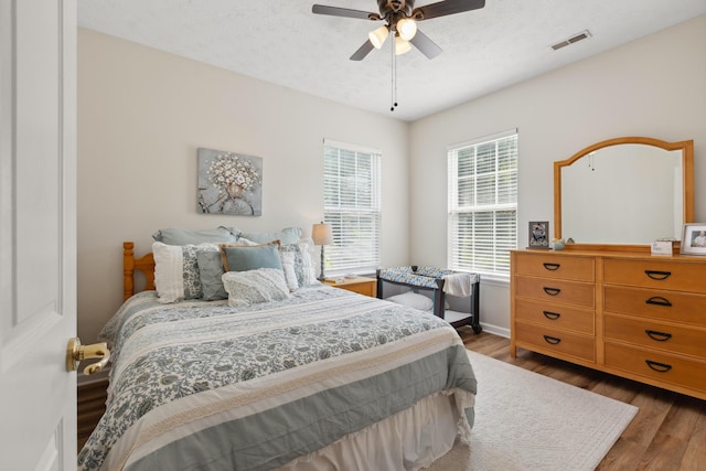 196 Academy Dr, Wilmore, KY 40390 - bedroom with wood finished floors, ceiling fan, baseboards, and a textured ceiling