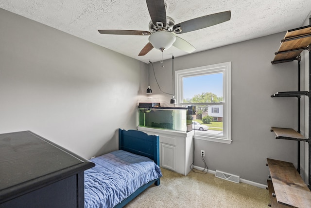 263 S Eagle Creek Dr, Lexington, KY 40515 - bedroom with baseboards, a textured ceiling, a ceiling fan, and light carpet