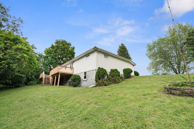 1780 Ballard Rd, Lawrenceburg, KY 40342 - view of grassy yard featuring a deck and stairway