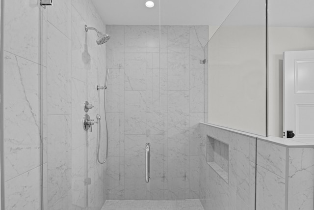 3521 Harper Woods Ln, Lexington, KY 40515 - full bathroom with a marble finish shower and recessed lighting
