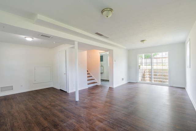 1613 Hastings Ct, Lexington, KY 40505 - unfurnished room with stairs, dark wood-style flooring, and baseboards
