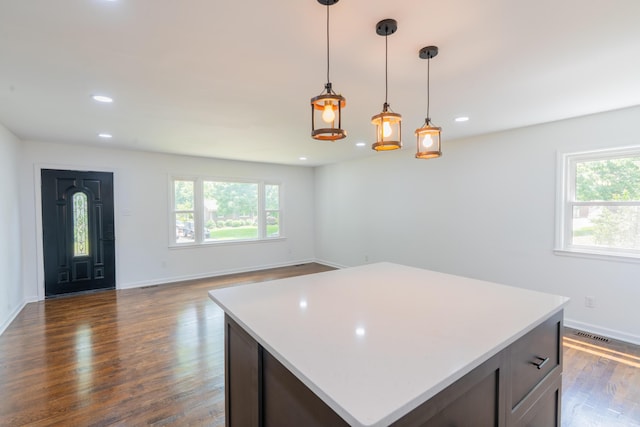 1613 Hastings Ct, Lexington, KY 40505 - kitchen with plenty of natural light, light countertops, dark wood-style flooring, and recessed lighting