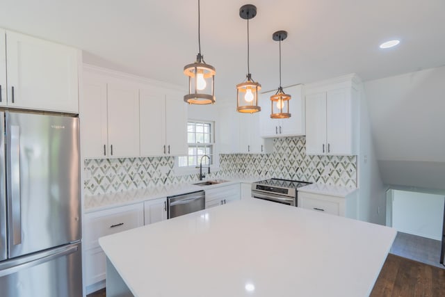 1613 Hastings Ct, Lexington, KY 40505 - kitchen featuring stainless steel appliances, a sink, light countertops, white cabinetry, and recessed lighting