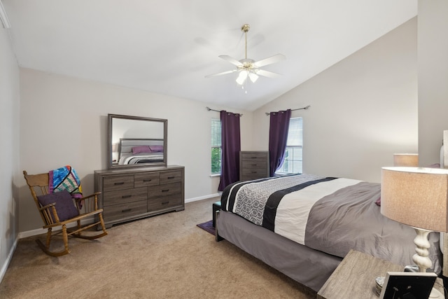 1748 Chandler Ln, Lexington, KY 40504 - bedroom featuring carpet flooring, baseboards, lofted ceiling, and a ceiling fan