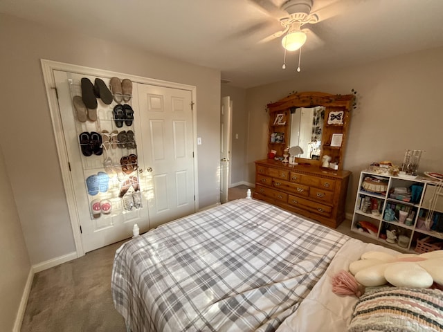 4516 Clubhouse Dr, Lexington, KY 40514 - bedroom with baseboards, carpet floors, a closet, and a ceiling fan