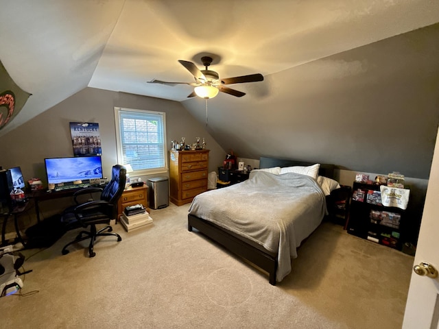 4516 Clubhouse Dr, Lexington, KY 40514 - carpeted bedroom featuring a desk, vaulted ceiling, and ceiling fan