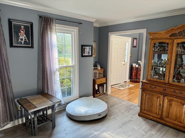 4516 Clubhouse Dr, Lexington, KY 40514 - living area featuring light wood-type flooring, ornamental molding, and baseboards