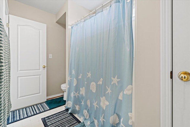 2713 Ella Rae Ct, Lexington, KY 40511 - full bath with toilet, a shower with shower curtain, and tile patterned flooring