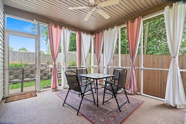 2713 Ella Rae Ct, Lexington, KY 40511 - sunroom with carpet, a ceiling fan, and outdoor dining area