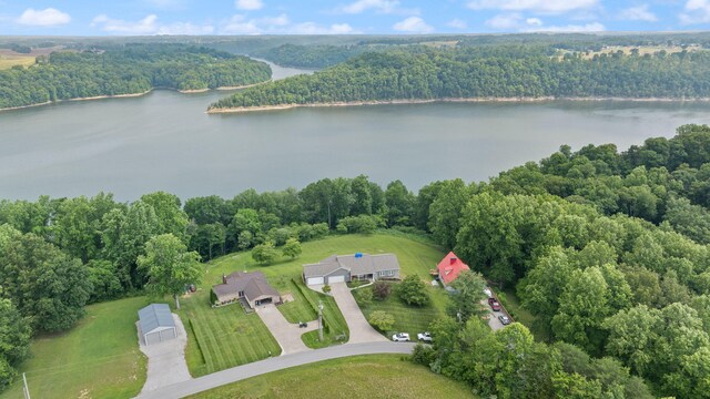 1636 Green Hill Estates Rd, Monticello, KY 42633 - aerial overview of property's location with a heavily wooded area and a nearby body of water