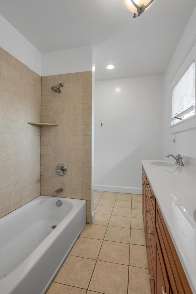 109 N Ashland Ave, Lexington, KY 40502 - bathroom featuring tile patterned floors, shower / washtub combination, and double vanity