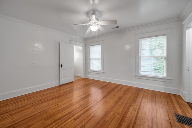 109 N Ashland Ave, Lexington, KY 40502 - empty room with light wood-style floors, ceiling fan, baseboards, and ornamental molding