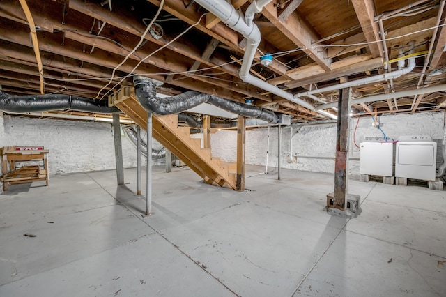 109 N Ashland Ave, Lexington, KY 40502 - unfinished basement with washing machine and dryer and stairs