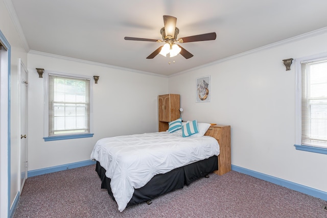 645 Raven Dr, Frankfort, KY 40601 - bedroom featuring carpet, crown molding, baseboards, and a ceiling fan