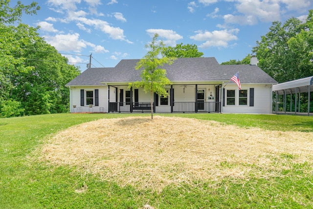 2200 Kays Branch Rd, Owenton, KY 40359 - view of front of home featuring a chimney, a front yard, and roof with shingles