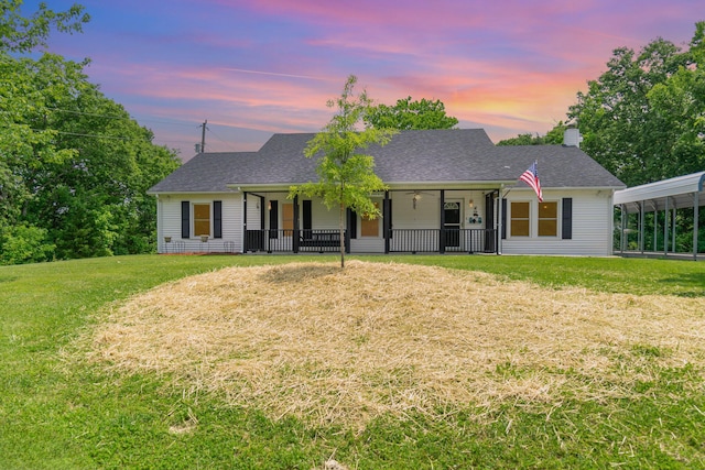 2200 Kays Branch Rd, Owenton, KY 40359 - view of front of home featuring a chimney, a front yard, and a shingled roof