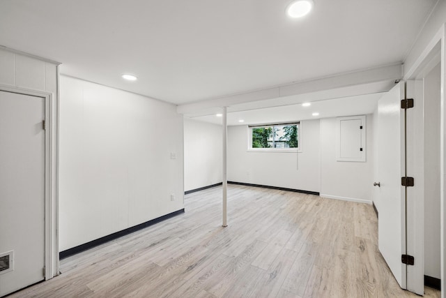 289 Mulberry Ct, Lexington, KY 40509 - below grade area with light wood-style floors, recessed lighting, and baseboards