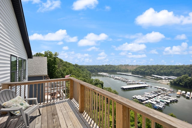 877 Hideaway Dr, Somerset, KY 42503 - wooden deck with a water view and view of marina