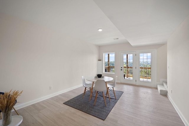 877 Hideaway Dr, Somerset, KY 42503 - dining space featuring light wood-style floors, baseboards, stairs, and recessed lighting
