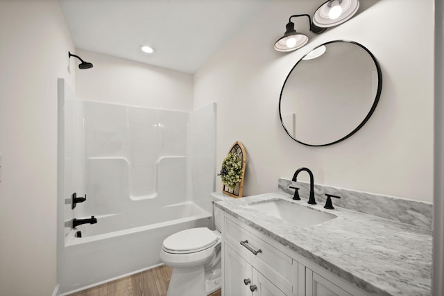 877 Hideaway Dr, Somerset, KY 42503 - full bathroom with vanity, toilet, wood finished floors, and tub / shower combination