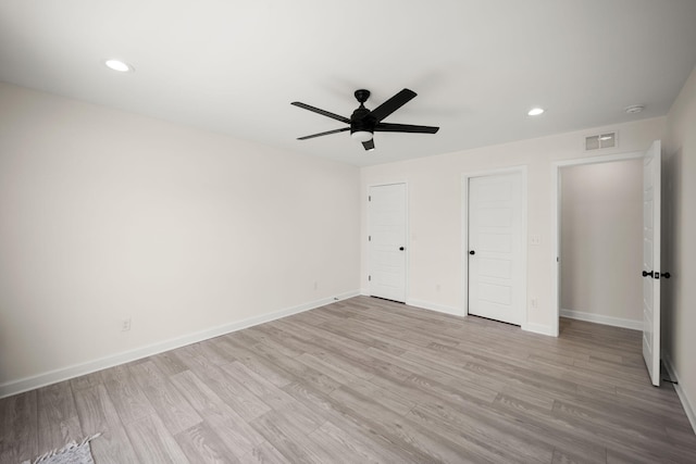 877 Hideaway Dr, Somerset, KY 42503 - unfurnished bedroom featuring light wood-type flooring, baseboards, recessed lighting, and ceiling fan